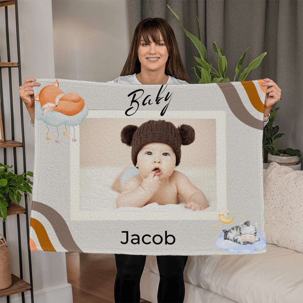 Personalized Baby Coral Fleece Blanket 3 +