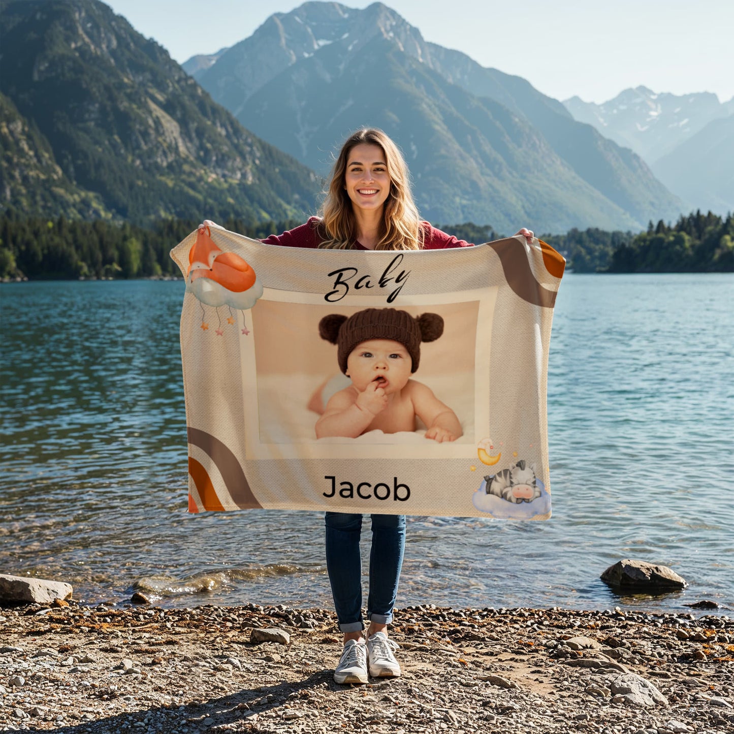 Personalized Baby Coral Fleece Blanket 3 +