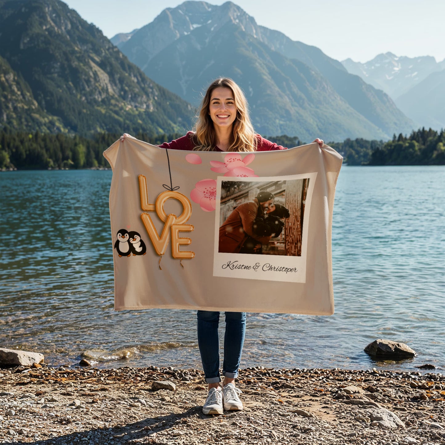 Personalized Couple Coral Fleece Blanket 2 +