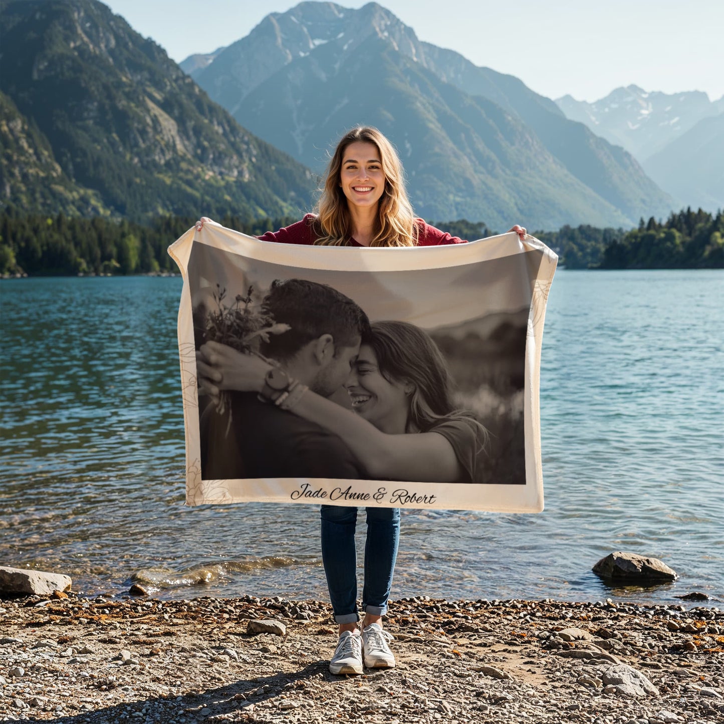 Personalized Couple Coral Fleece Blanket 1 +