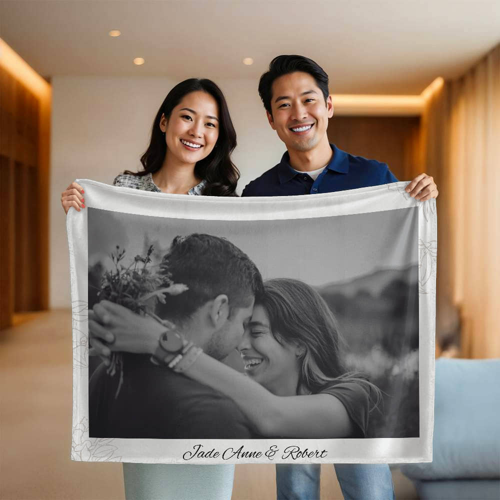 Personalized Couple Mink Touch Fleece Blanket 1 +