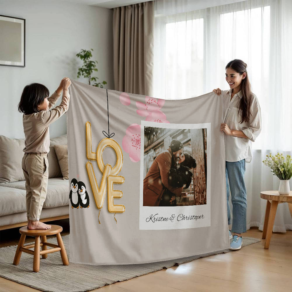 Personalized Couple Mink Touch Fleece Blanket 2 +