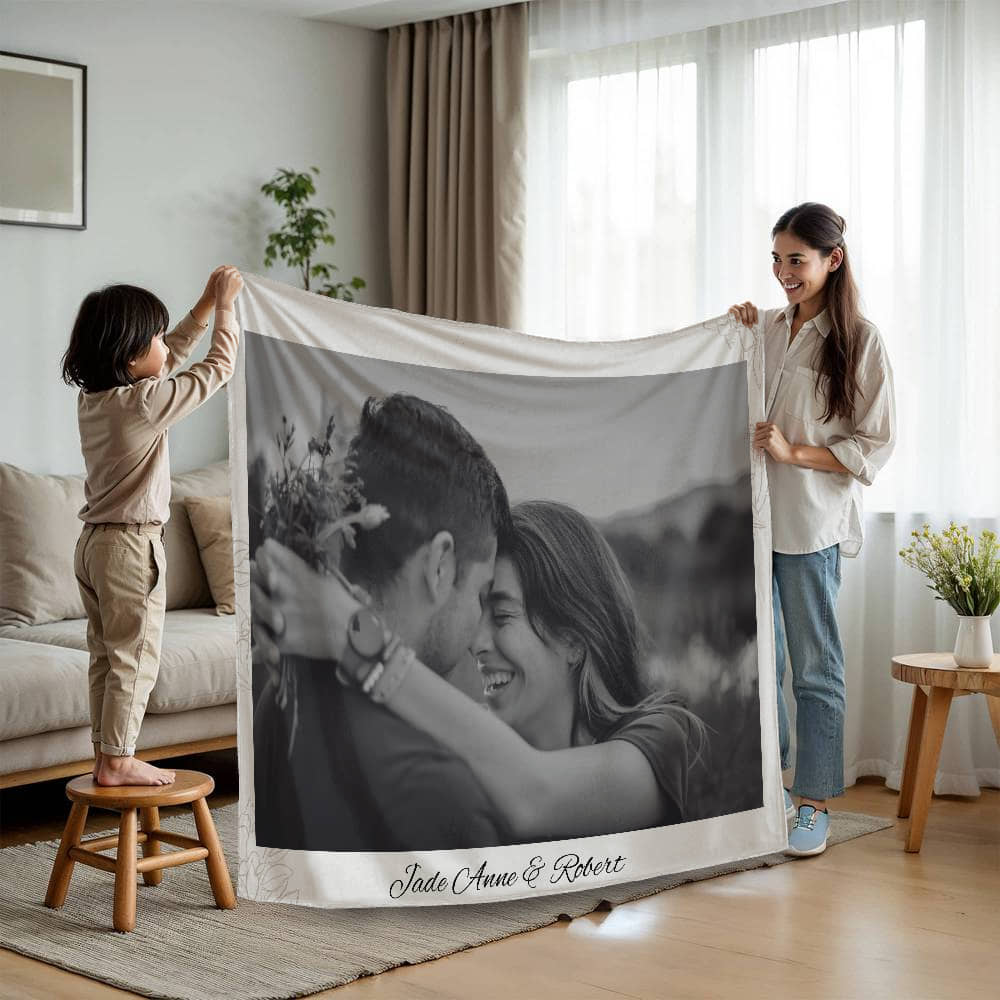 Personalized Couple Mink Touch Fleece Blanket 1 +