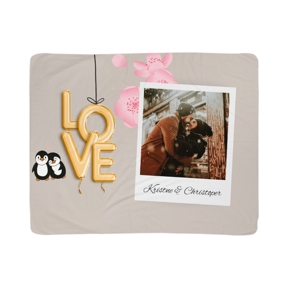 Personalized Couple Sherpa Fleece Blanket 2 +