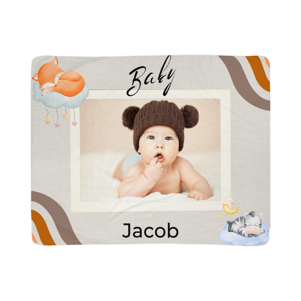 Personalized Baby Sherpa Fleece Blanket 3 +