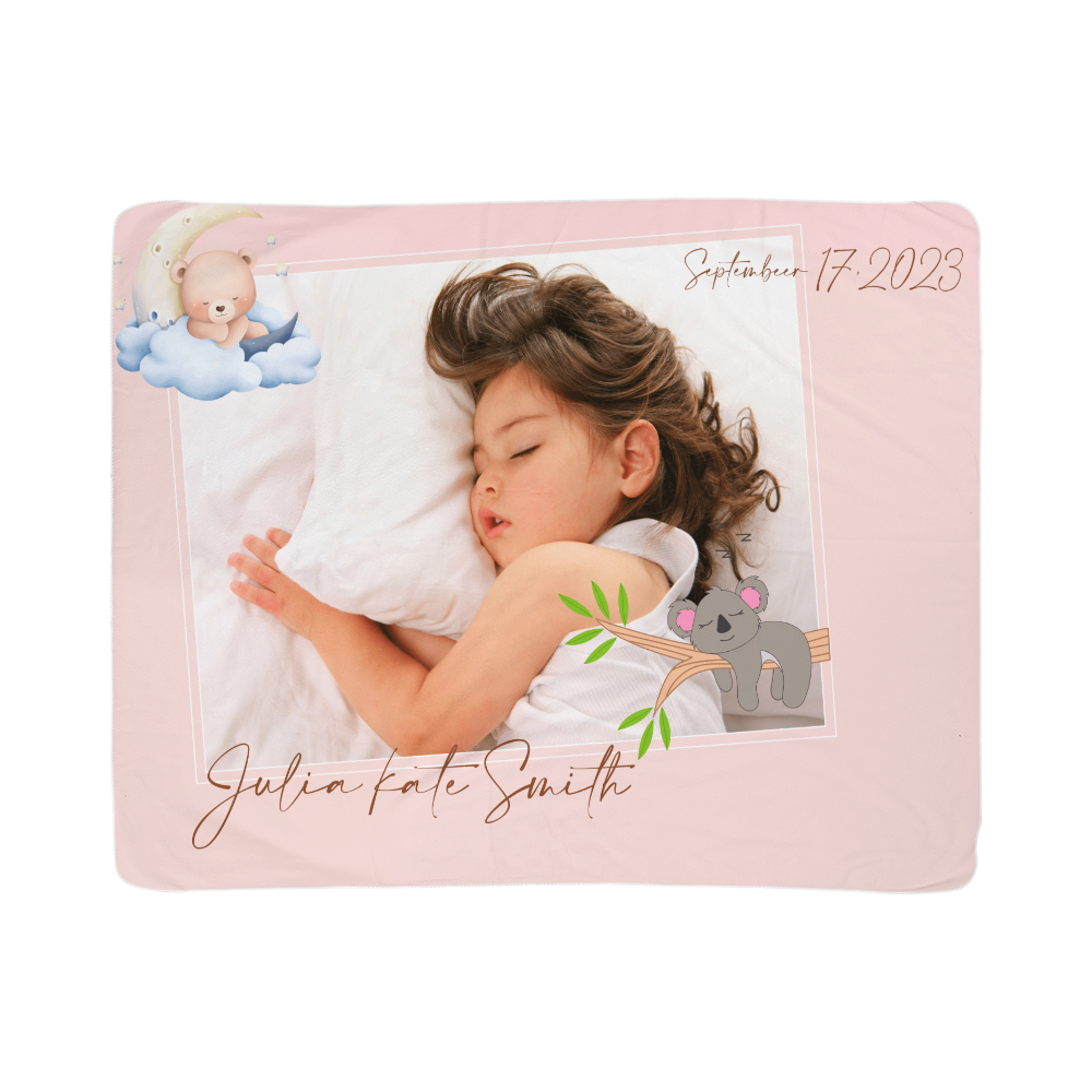 Personalized Baby Sherpa Fleece Blanket 2 +