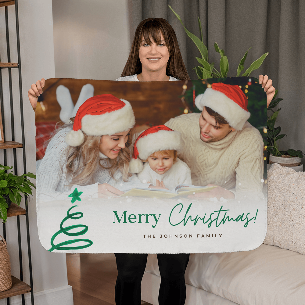Christmas Personalized Sherpa Fleece Blanket 1 +