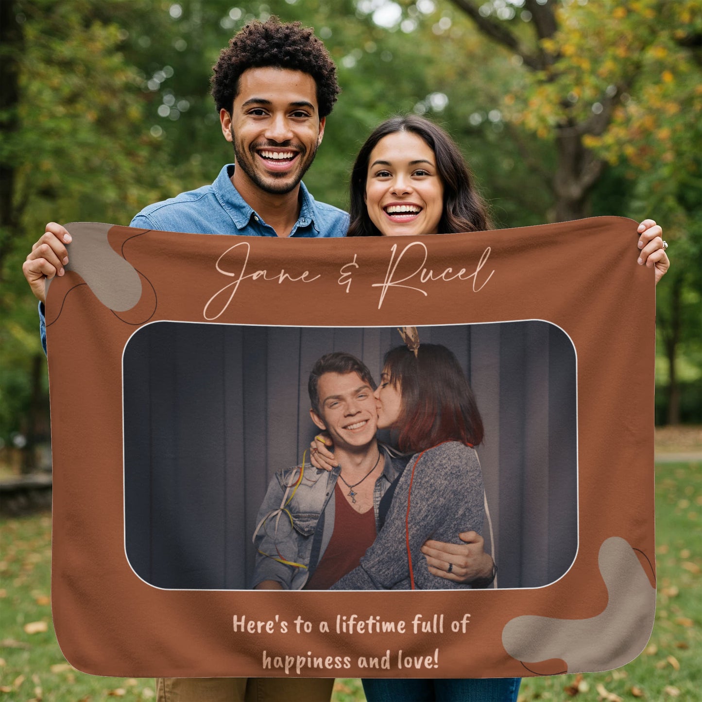 Personalized Couple Sherpa Fleece Blanket 3 +