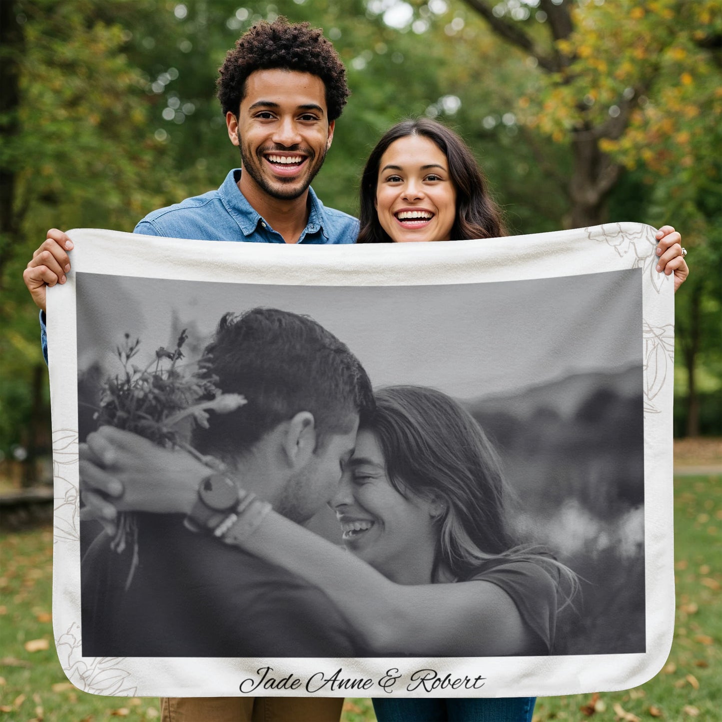 Personalized Couple Sherpa Fleece Blanket 1 +