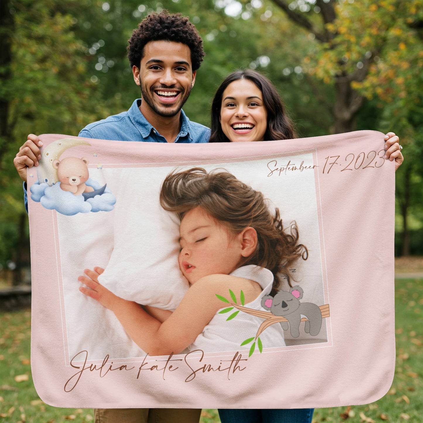 Personalized Baby Sherpa Fleece Blanket 2 +