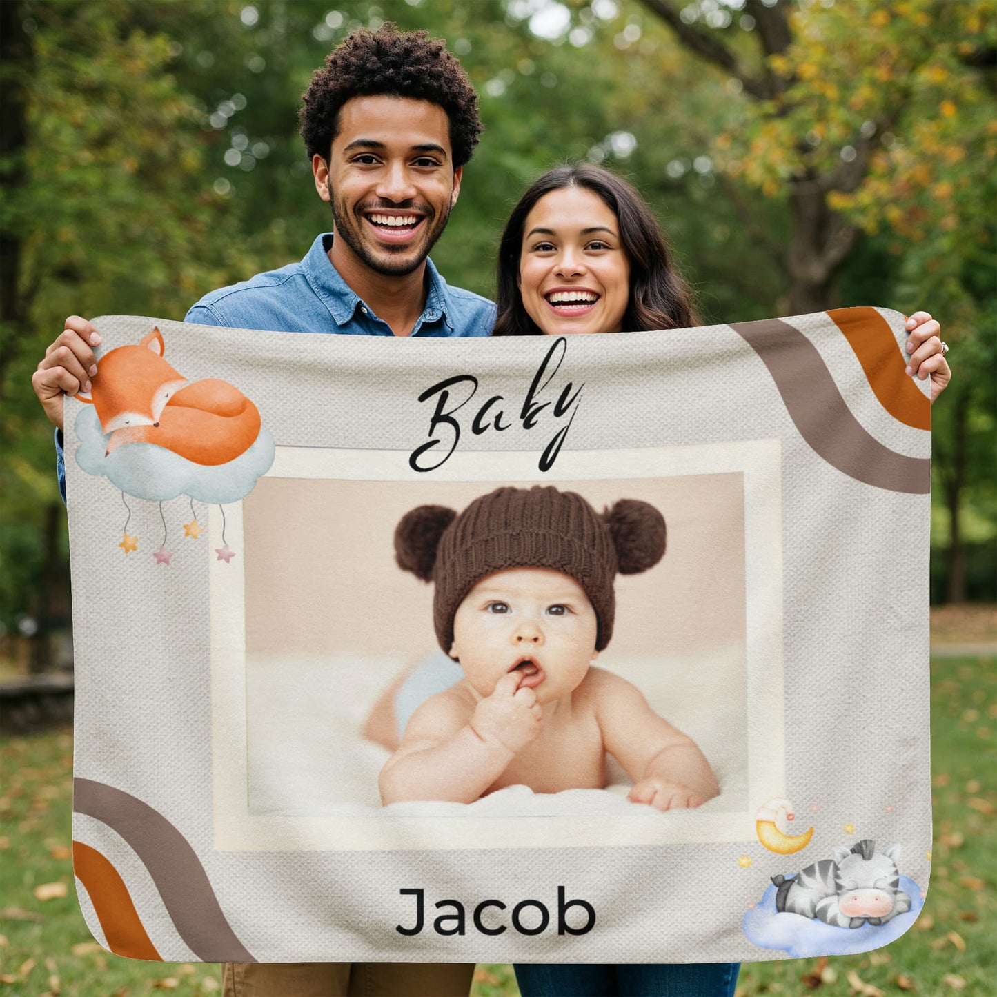 Personalized Baby Sherpa Fleece Blanket 3 +