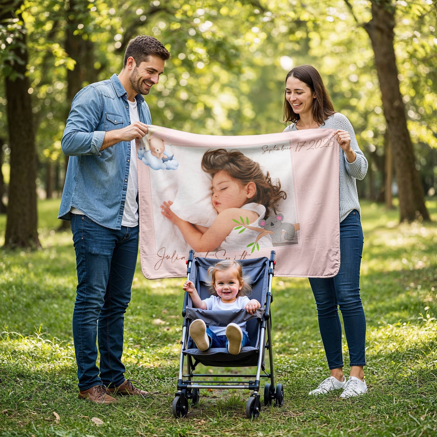 Personalized Baby Sherpa Fleece Blanket 2 +