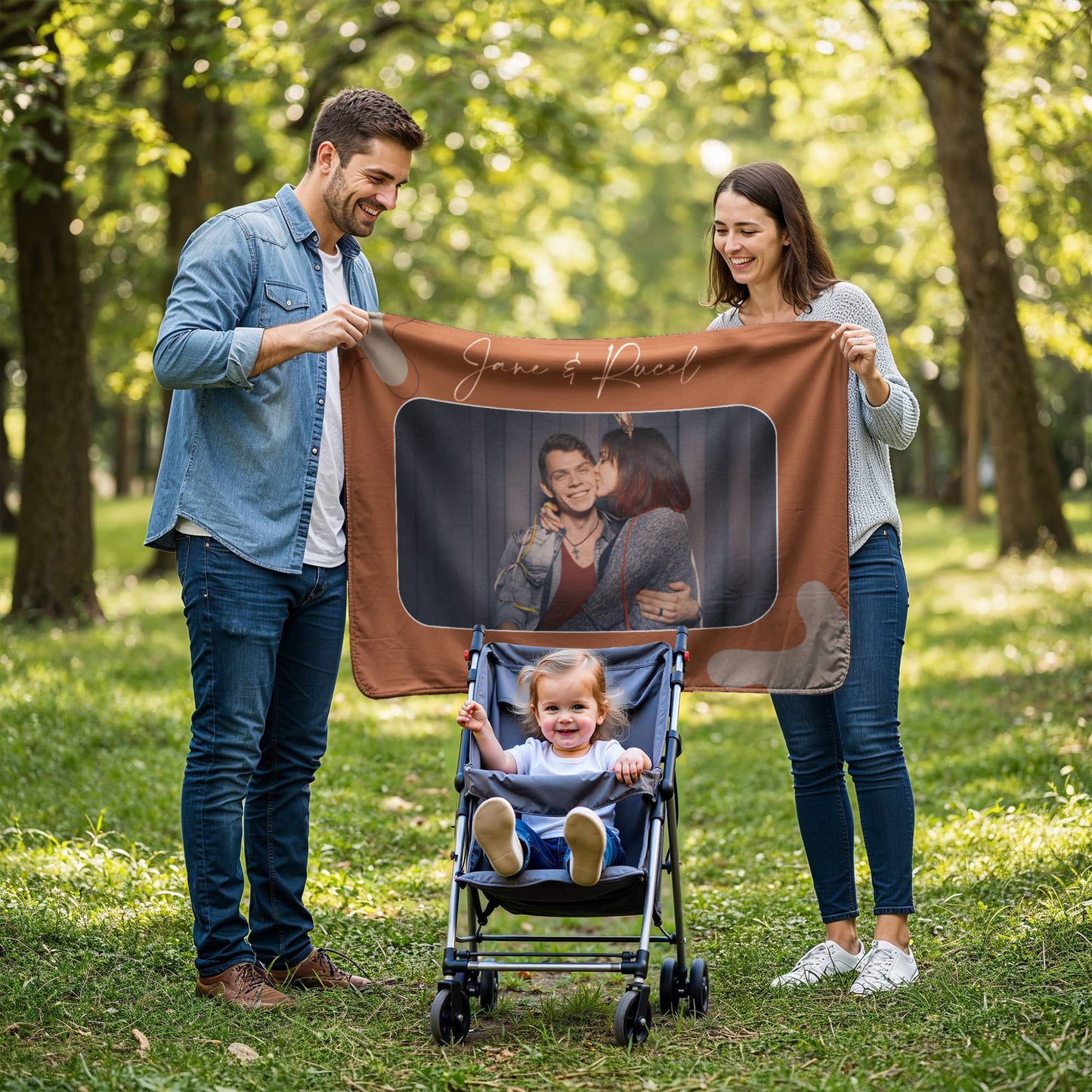Personalized Couple Sherpa Fleece Blanket 3 +