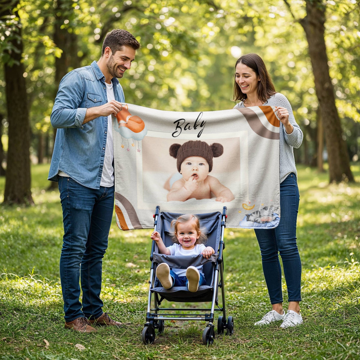 Personalized Baby Sherpa Fleece Blanket 3 +