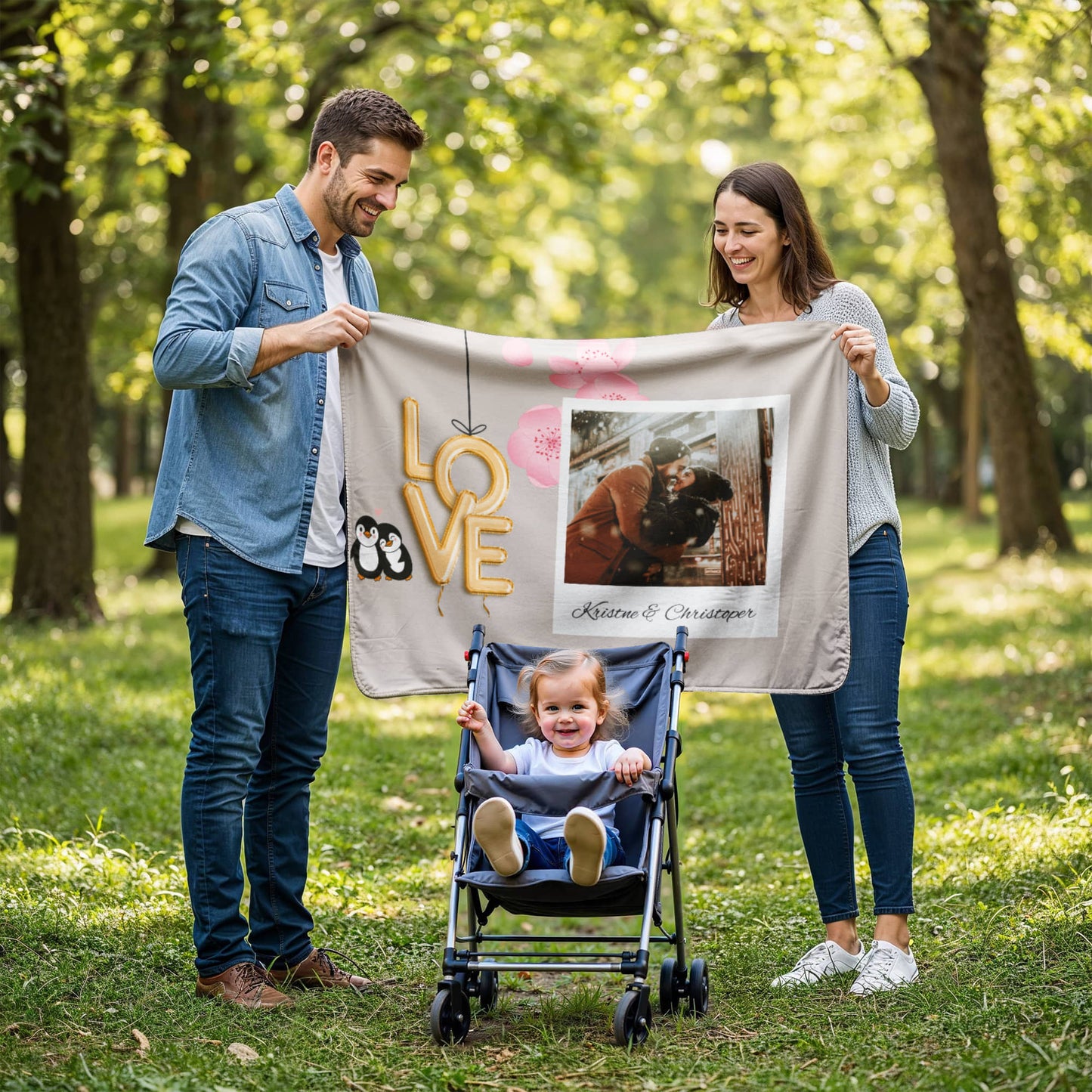Personalized Couple Sherpa Fleece Blanket 2 +
