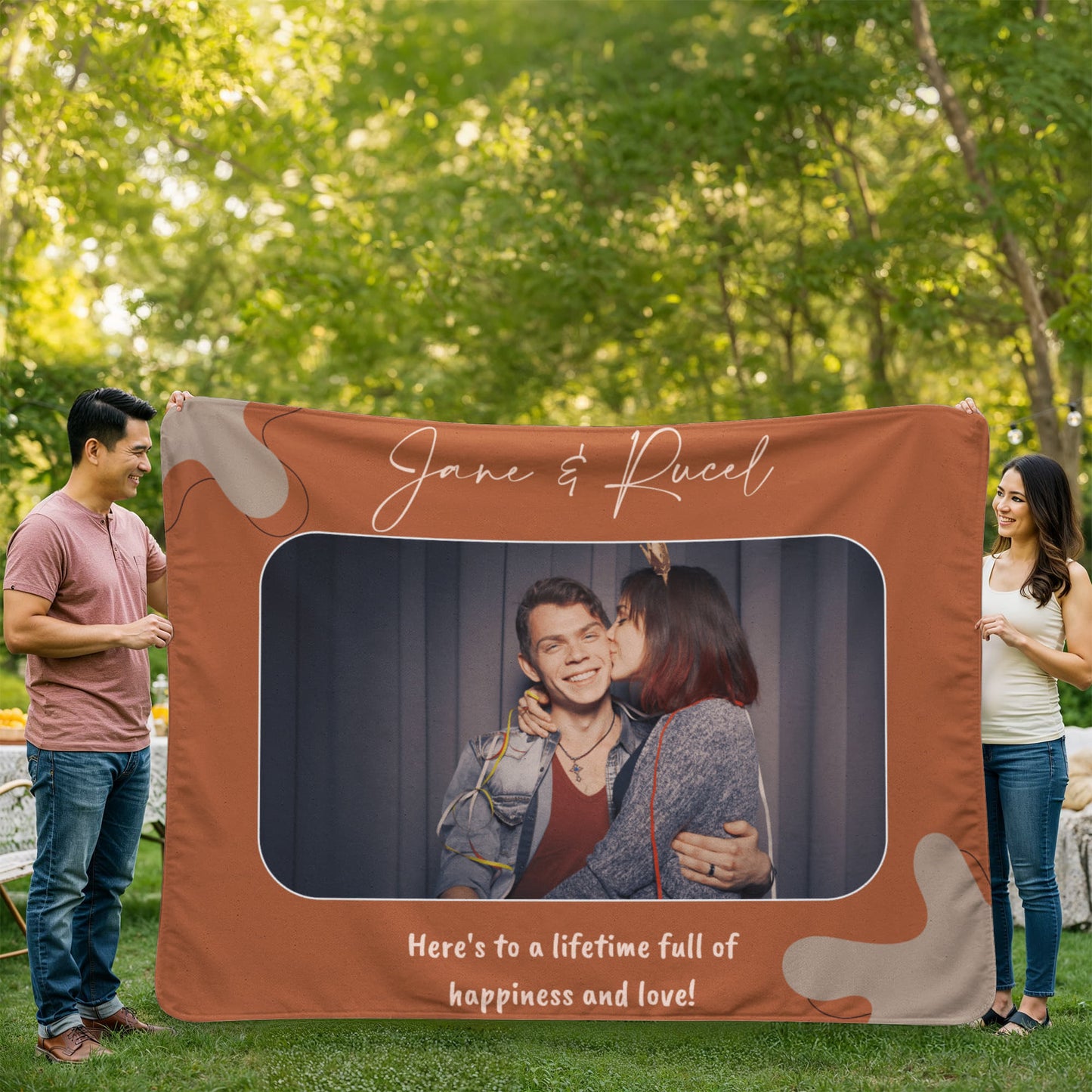 Personalized Couple Sherpa Fleece Blanket 3 +