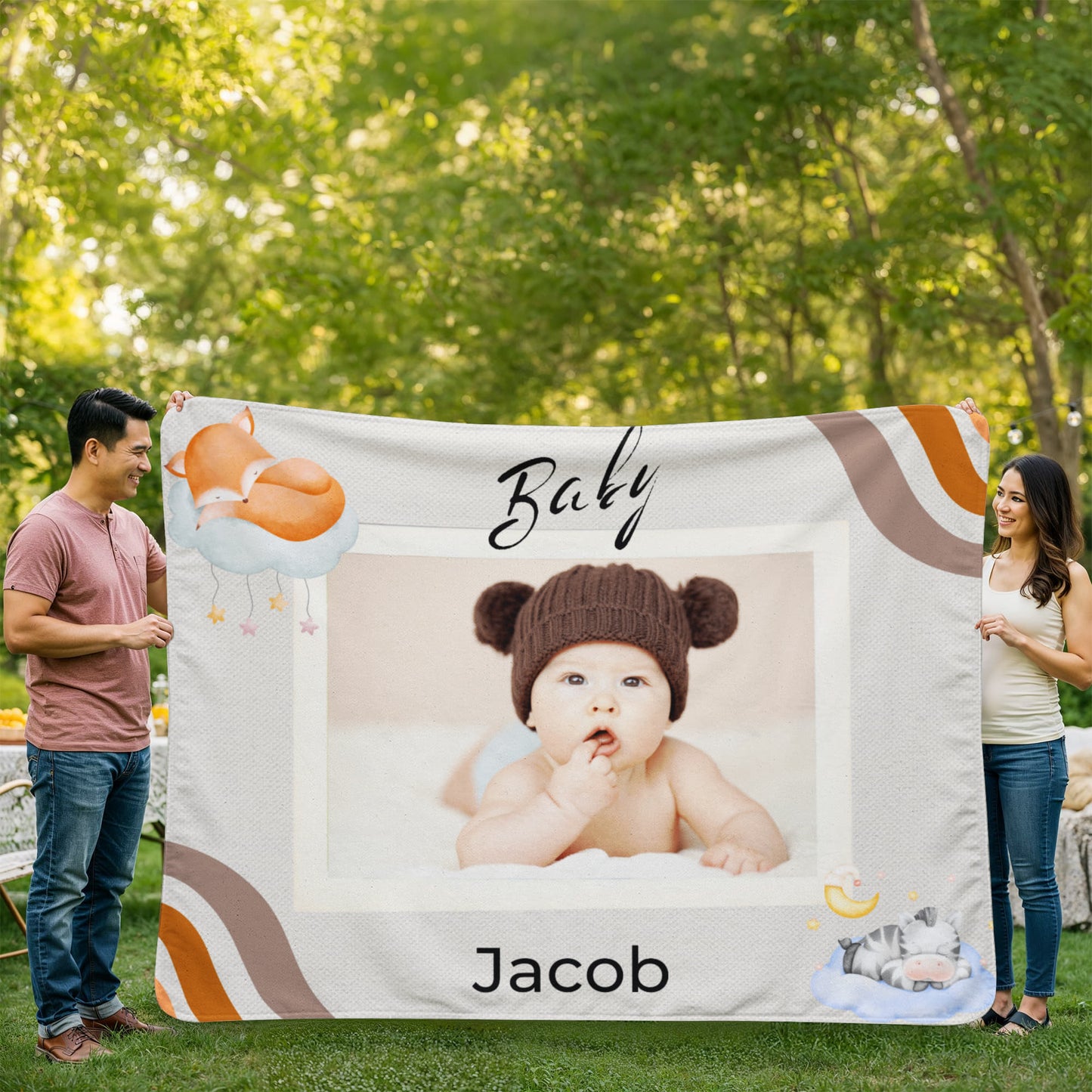 Personalized Baby Sherpa Fleece Blanket 3 +