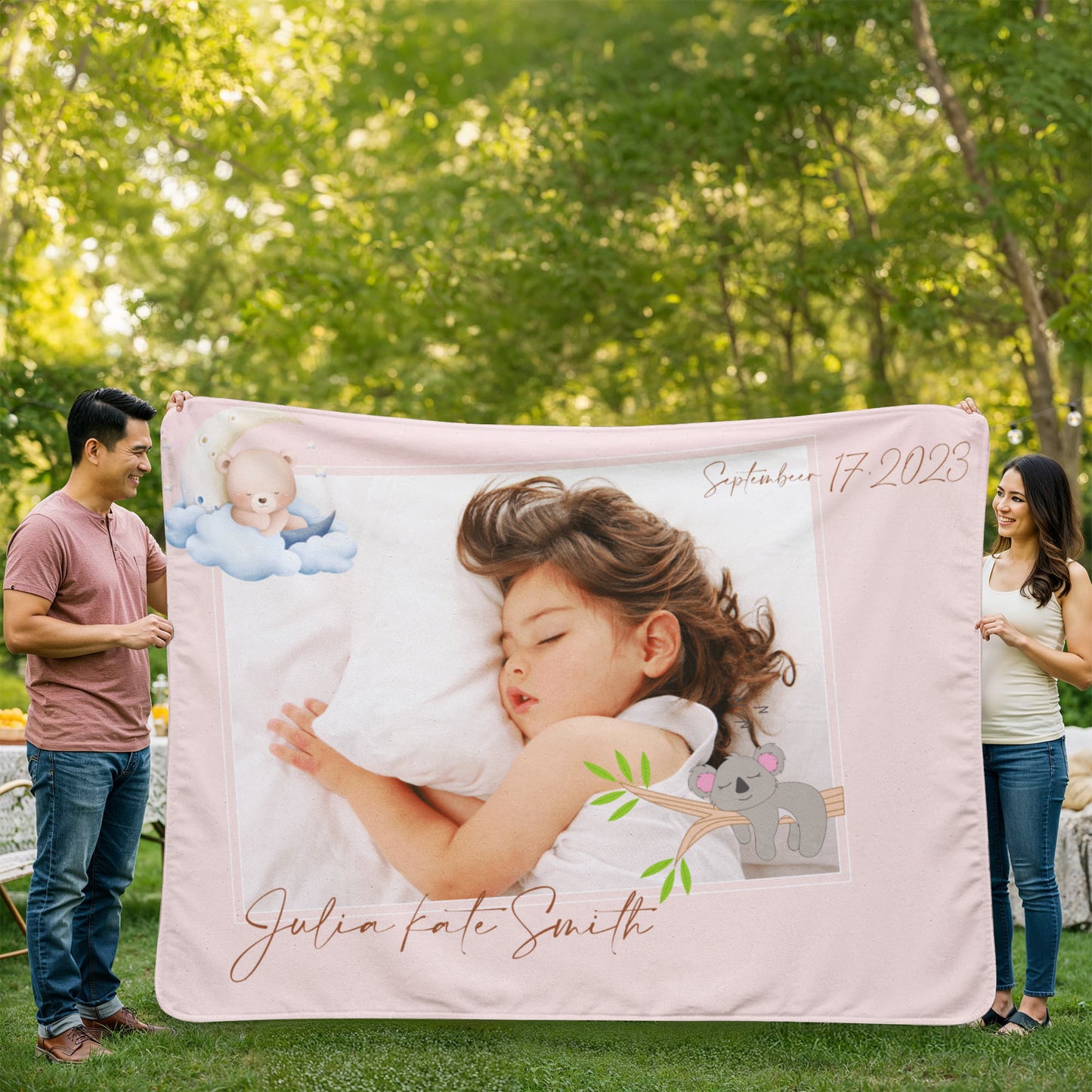 Personalized Baby Sherpa Fleece Blanket 2 +