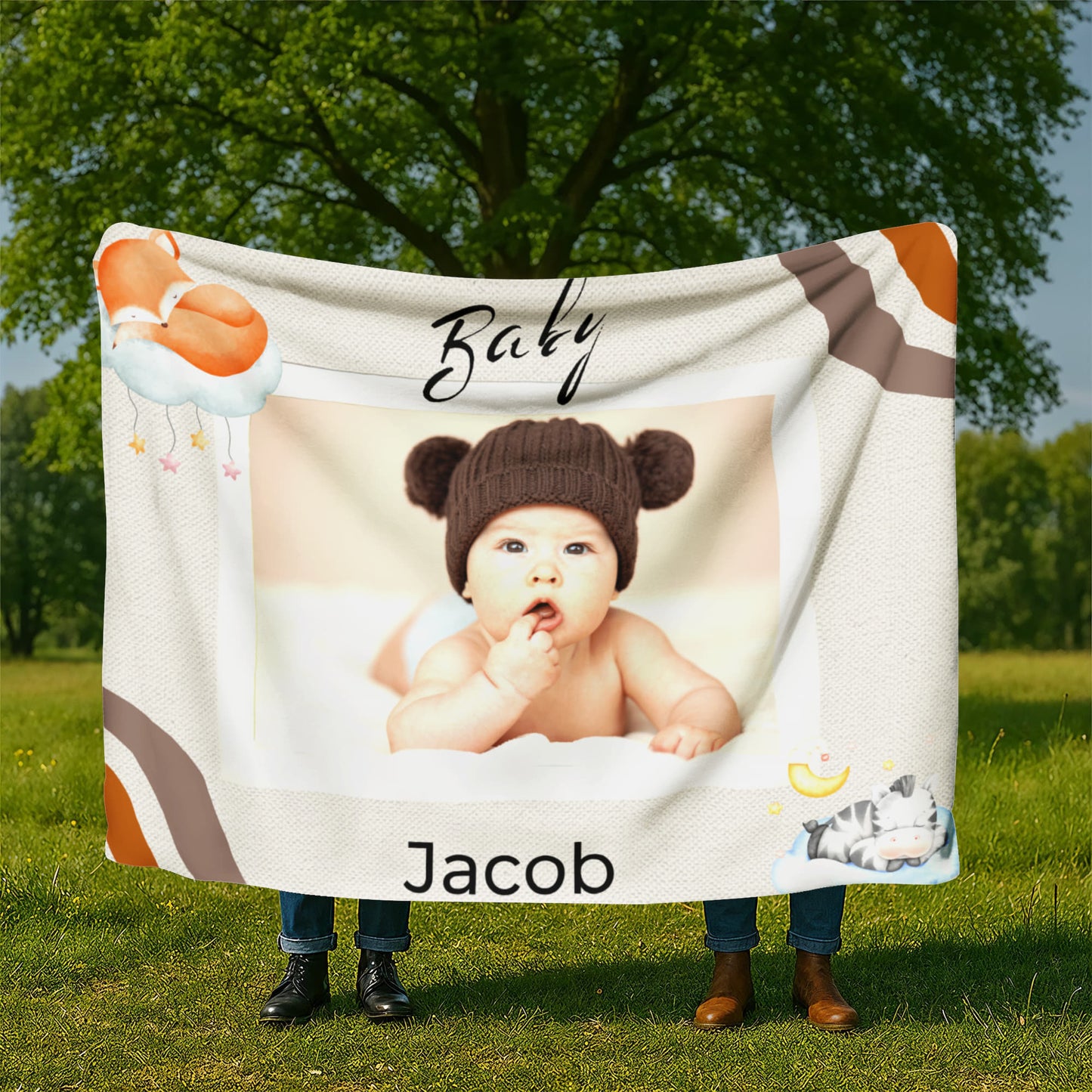 Personalized Baby Sherpa Fleece Blanket 3 +