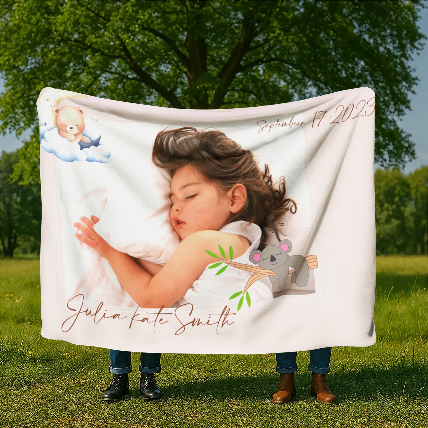 Personalized Baby Sherpa Fleece Blanket 2 +
