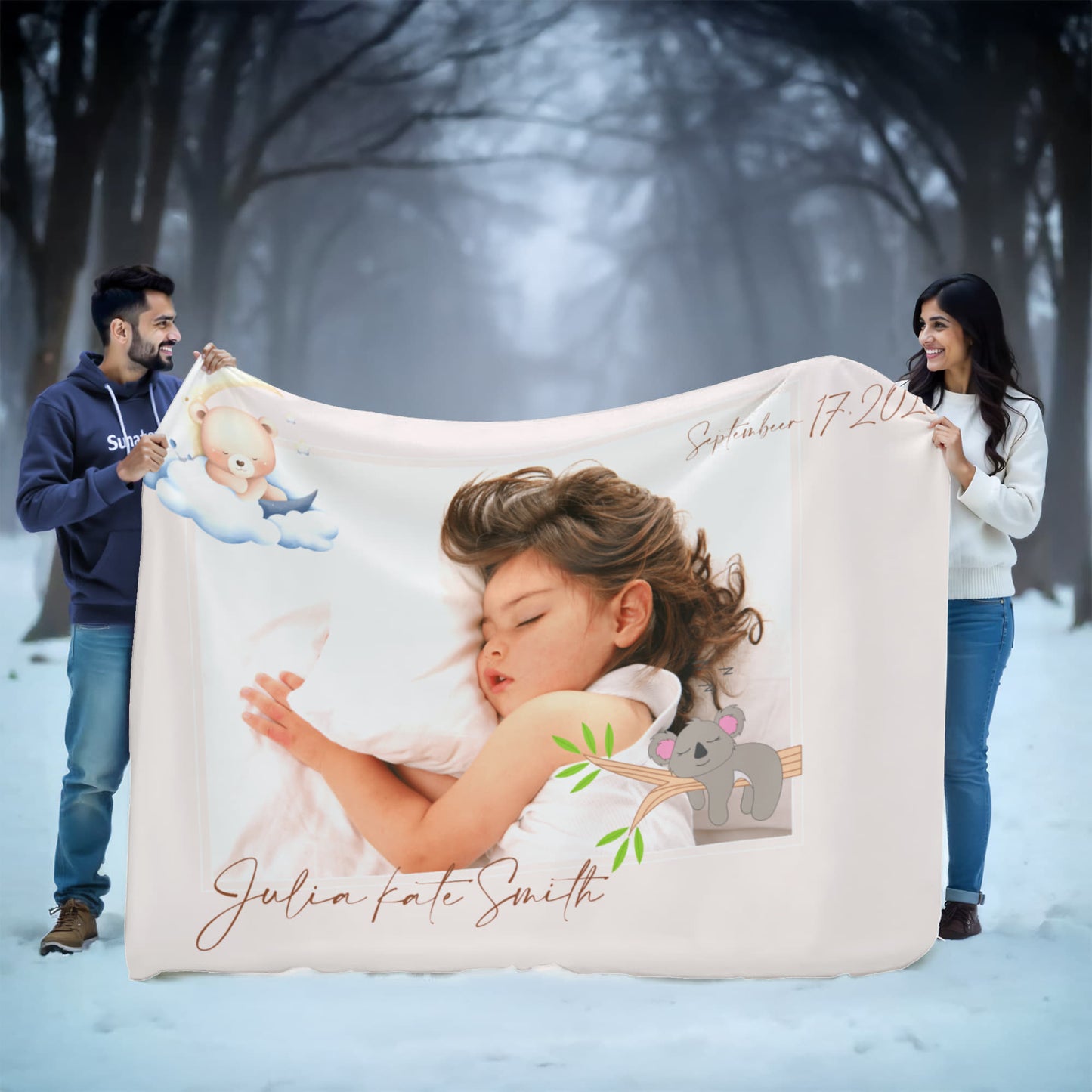 Personalized Baby Sherpa Fleece Blanket 2 +
