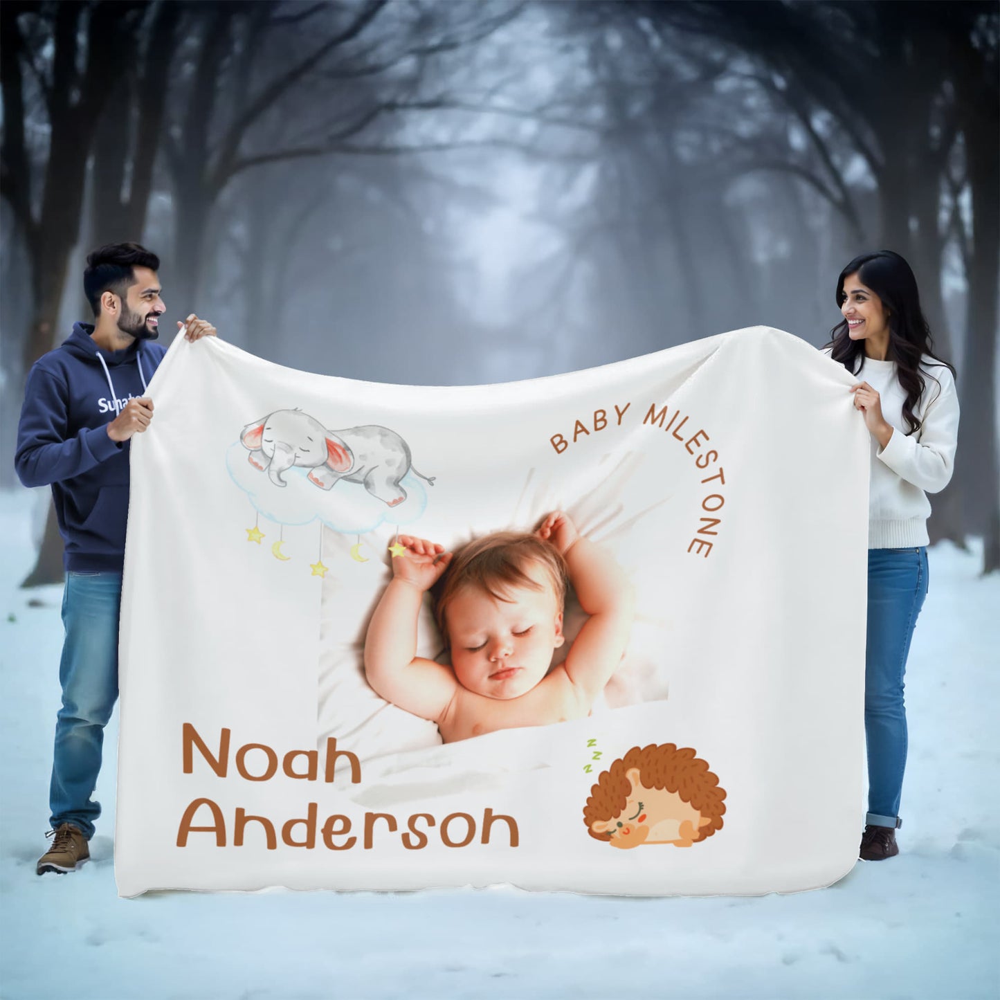 Personalized Baby Sherpa Fleece Blanket 1 +