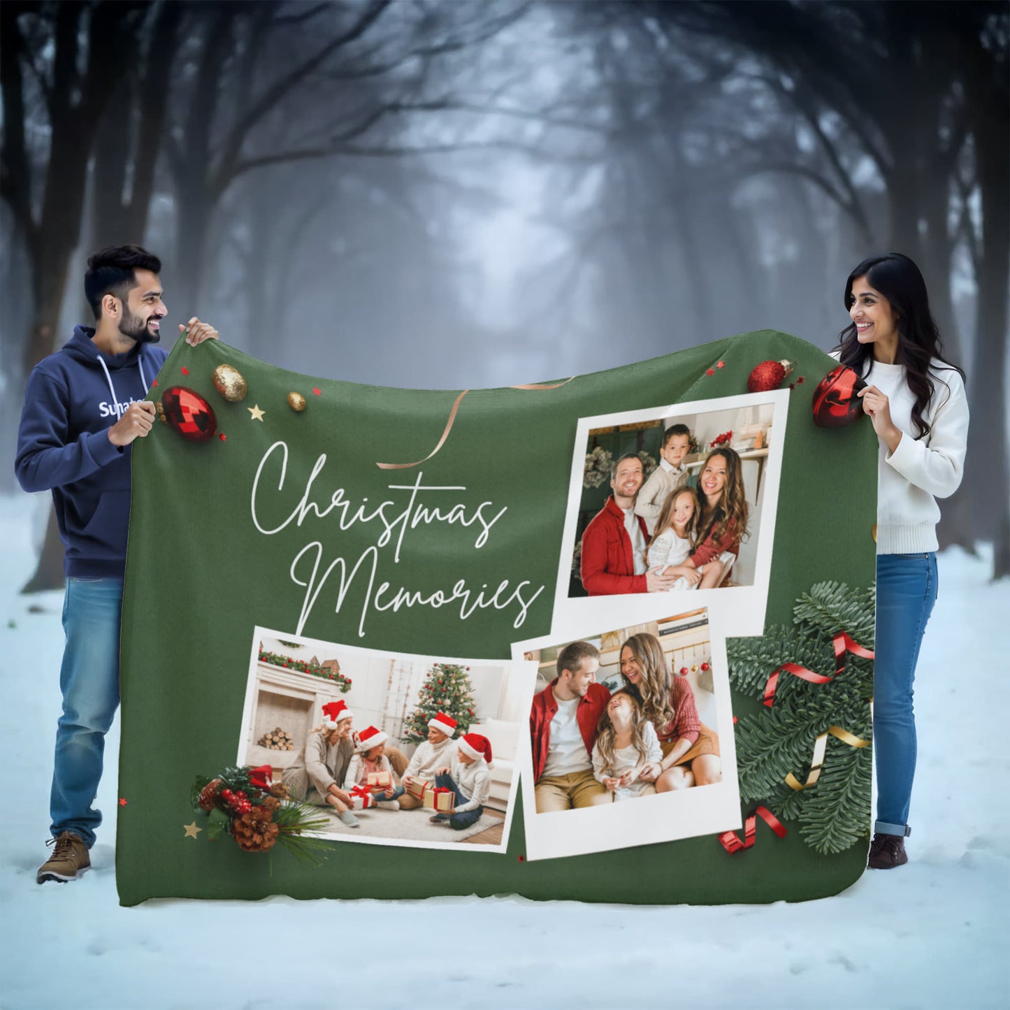 Christmas Personalized Sherpa Fleece Blanket 2 +
