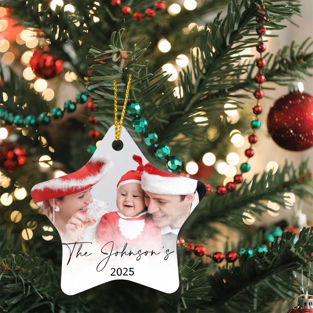 Personalized Christmas Star Family Photo Ornaments +