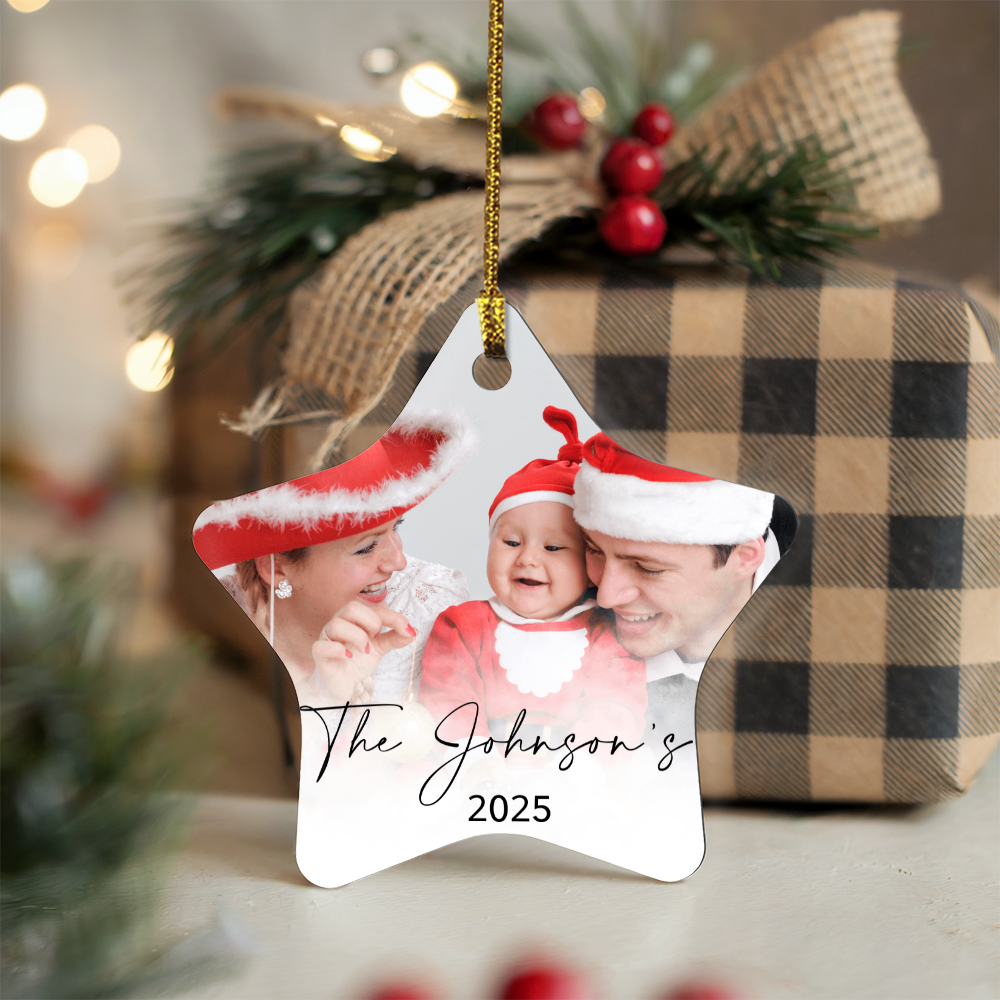 Personalized Christmas Star Family Photo Ornaments +