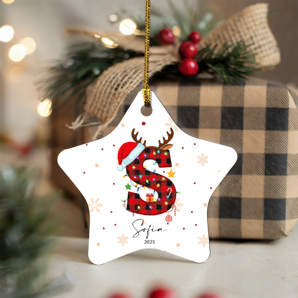 Personalized Christmas Initial Star Ornament +