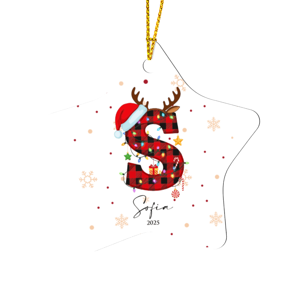 Personalized Christmas Initial Star Ornament +