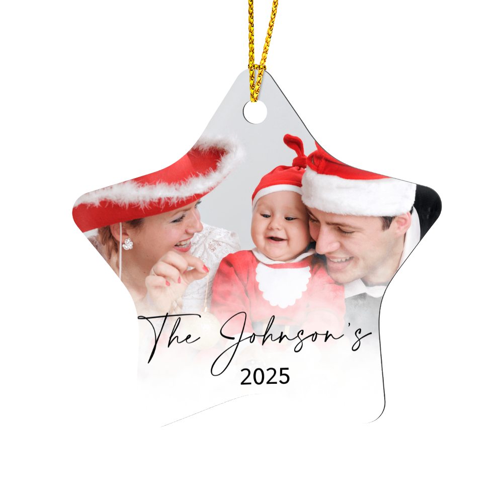 Personalized Christmas Star Family Photo Ornaments +