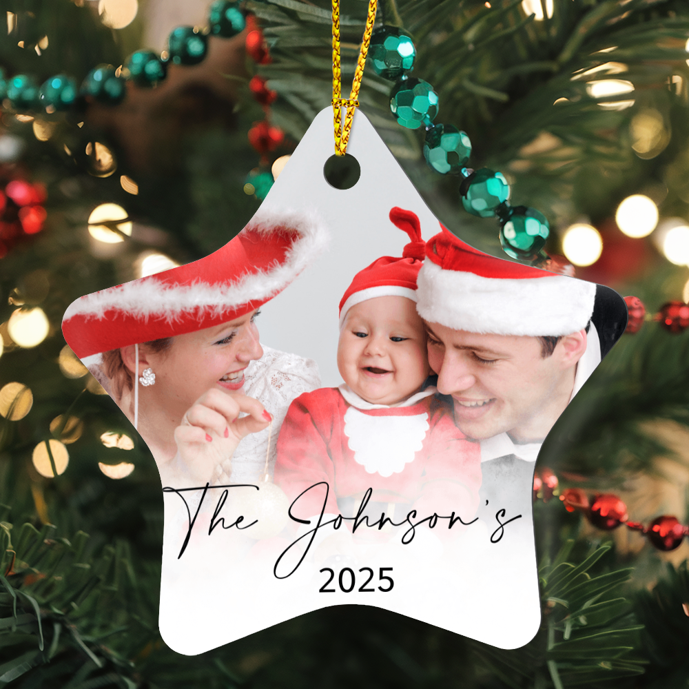 Personalized Christmas Star Family Photo Ornaments +