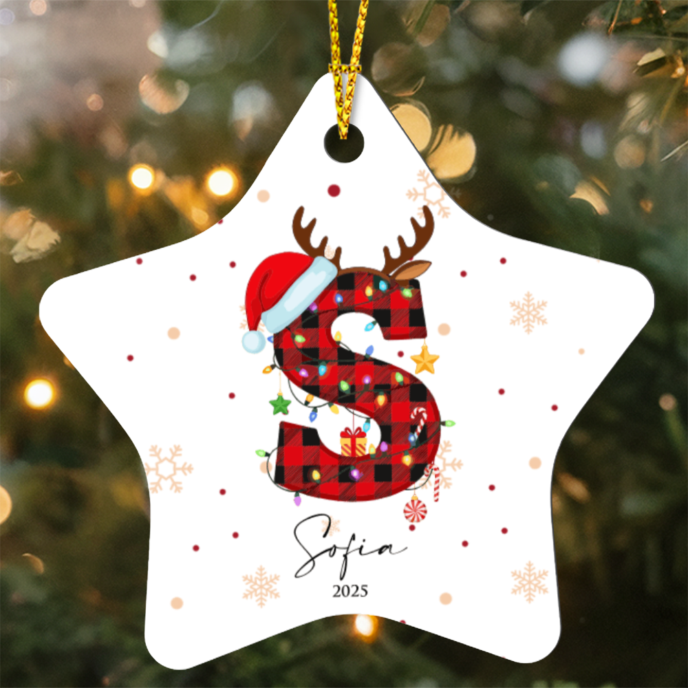 Personalized Christmas Initial Star Ornament +