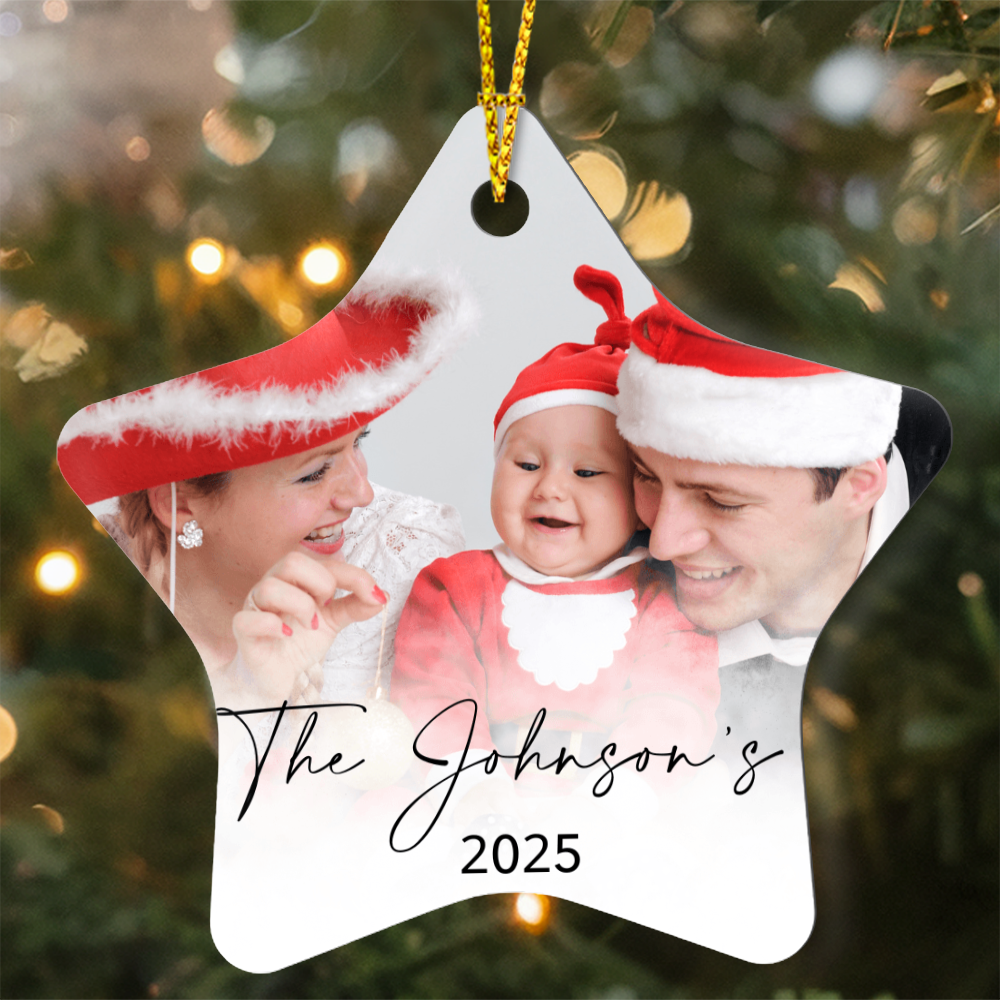 Personalized Christmas Star Family Photo Ornaments +