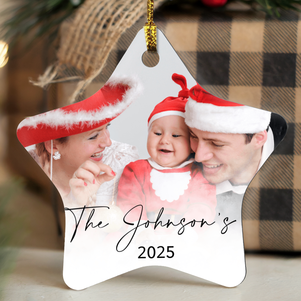 Personalized Christmas Star Family Photo Ornaments +