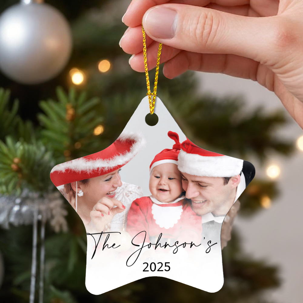 Personalized Christmas Star Family Photo Ornaments +
