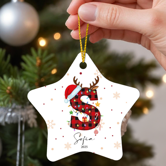 Personalized Christmas Initial Star Ornament +