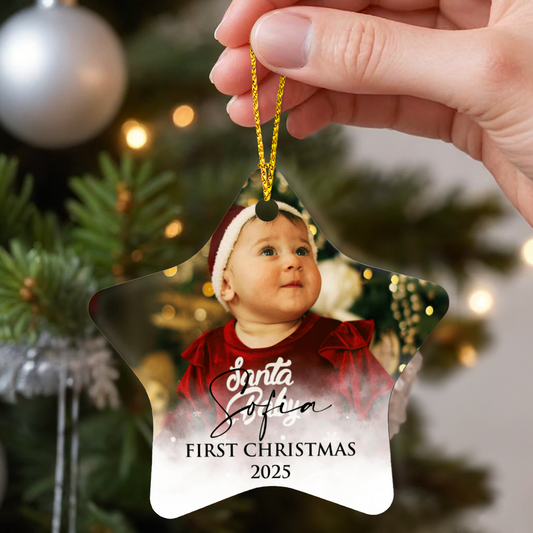 Personalized Baby's First Christmas Star Ornament +