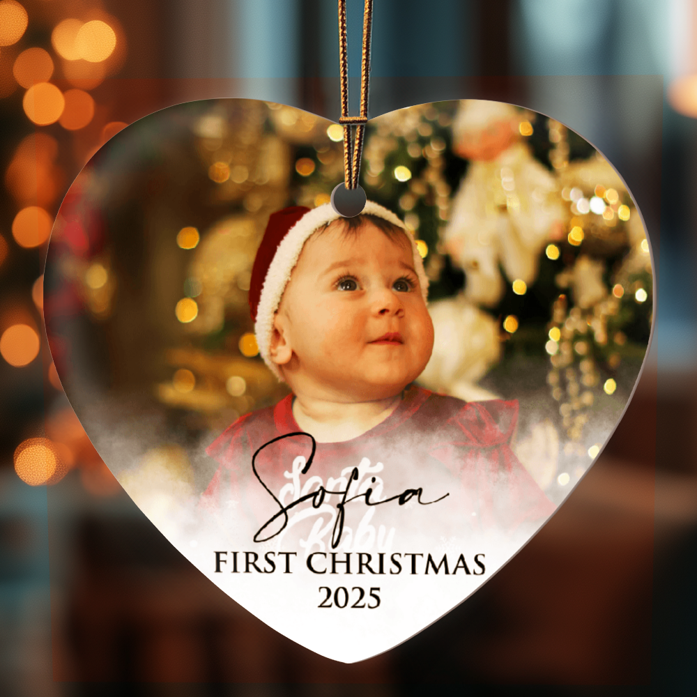 Personalized Baby's First Christmas Heart Ornament +