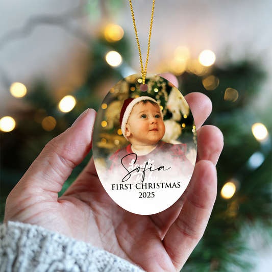 Personalized Baby's First Christmas Oval Ornament +