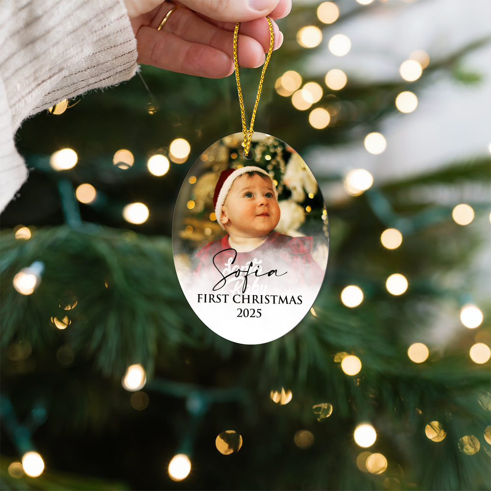 Personalized Baby's First Christmas Oval Ornament +
