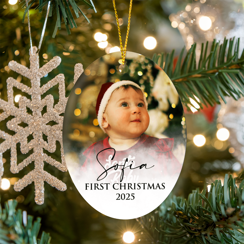 Personalized Baby's First Christmas Oval Ornament +