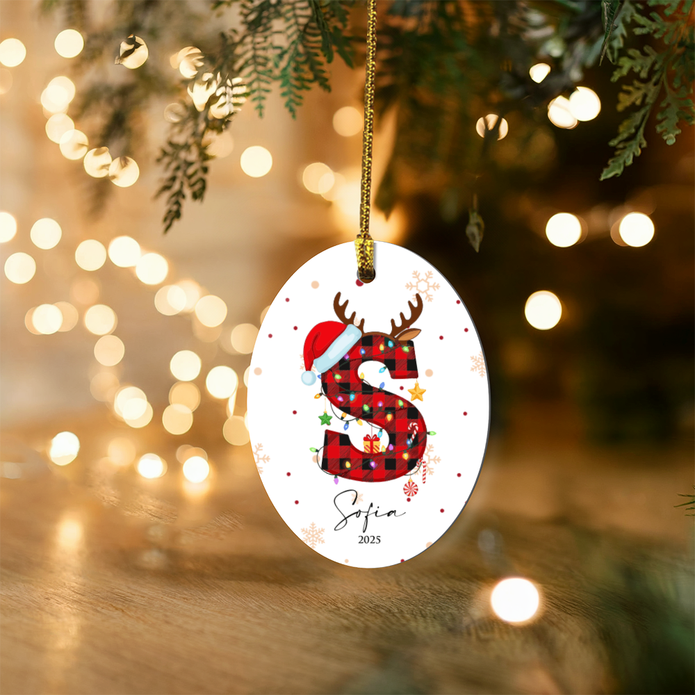 Personalized Christmas Initial Oval Ornament +