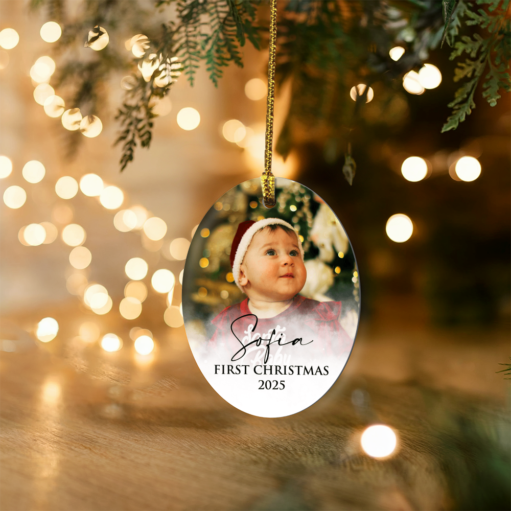 Personalized Baby's First Christmas Oval Ornament +