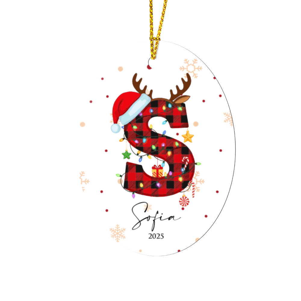Personalized Christmas Initial Oval Ornament +