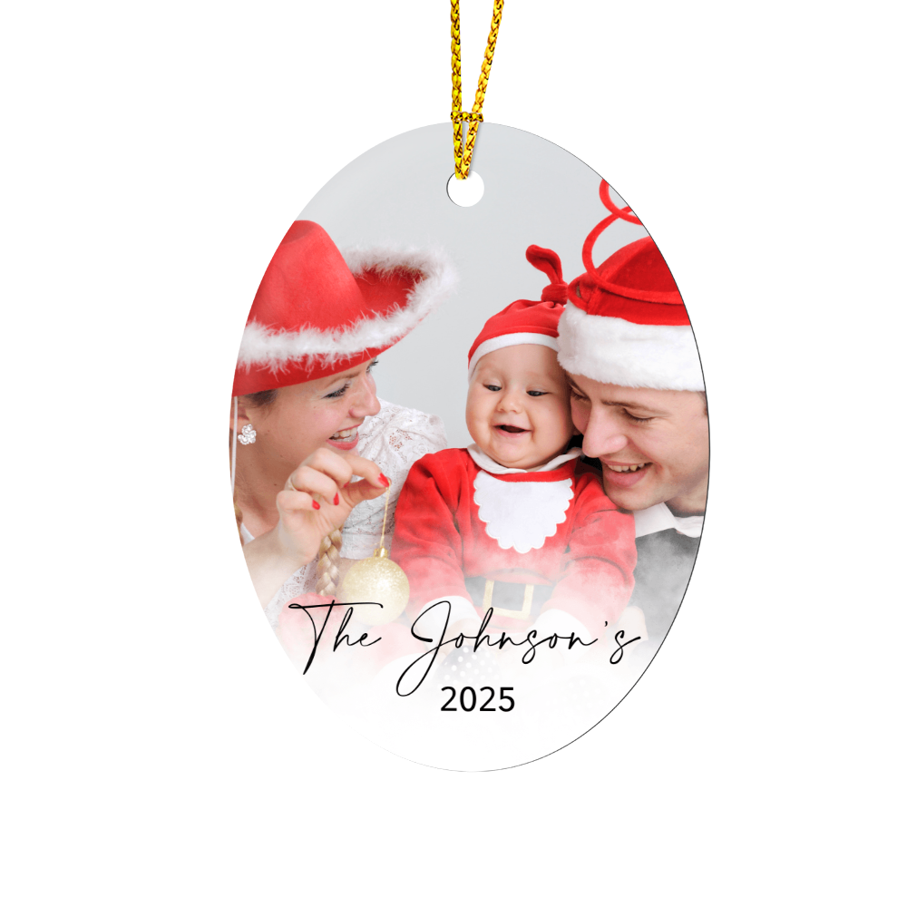 Personalized Christmas Oval Family Photo Ornaments +