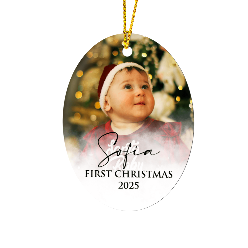 Personalized Baby's First Christmas Oval Ornament +