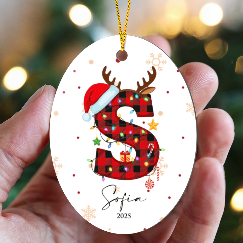 Personalized Christmas Initial Oval Ornament +