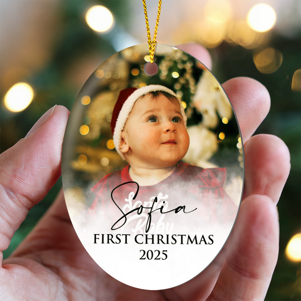 Personalized Baby's First Christmas Oval Ornament +